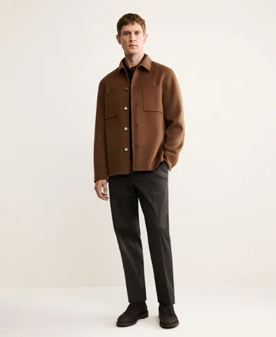 Mango Men's Handmade Wool Buttoned Jacket In Orange