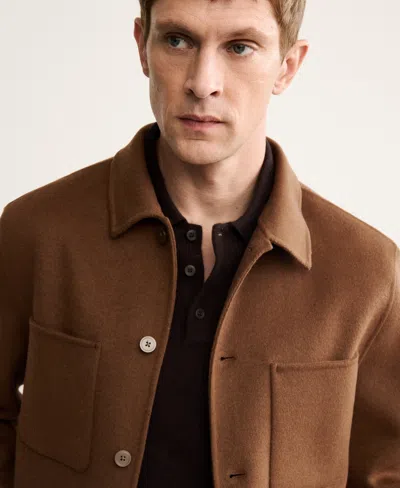 Mango Men's Handmade Wool Buttoned Jacket In Orange