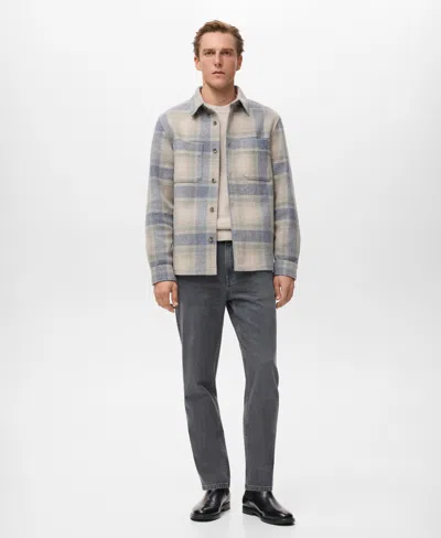 Mango Men's Check Flannel Overshirt In Gray