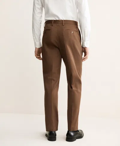 Mango Regular Fit Pleated Stretch Cotton Pants In Brown