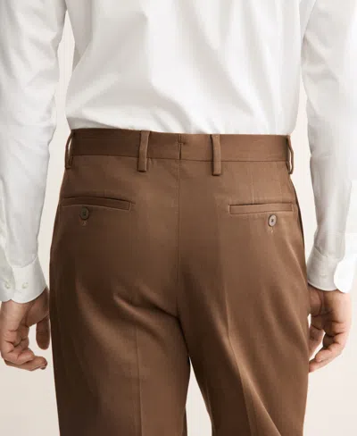 Mango Regular Fit Pleated Stretch Cotton Pants In Brown