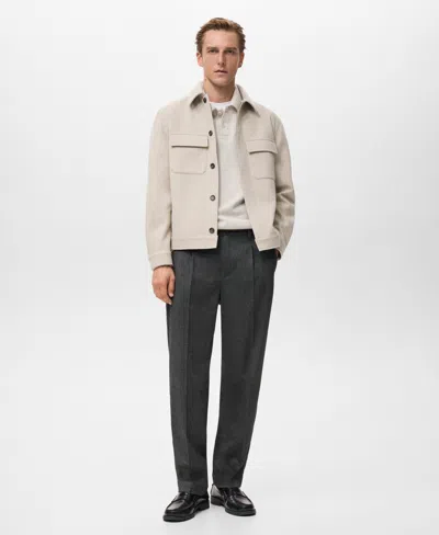 Mango Flannel Pocket Overshirt In Neutral