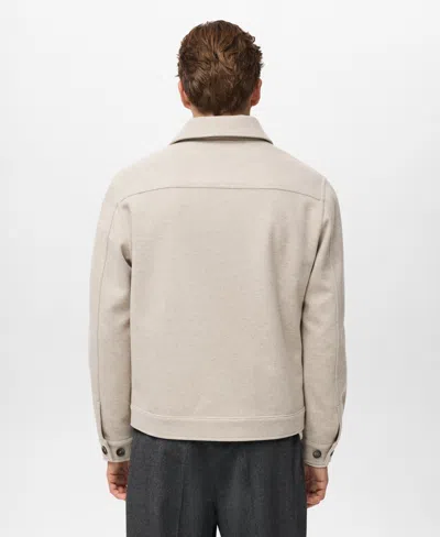 Mango Flannel Pocket Overshirt In Neutral