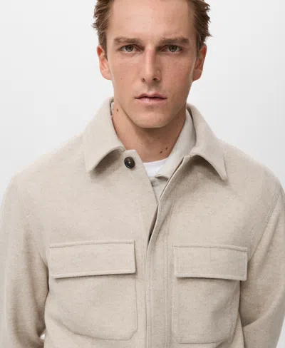 Mango Flannel Pocket Overshirt In Neutral