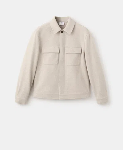 Mango Flannel Pocket Overshirt In Neutral