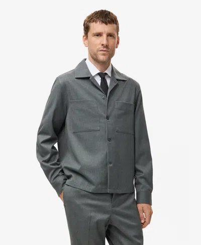 Mango Fluid Pocket Overshirt In Gray