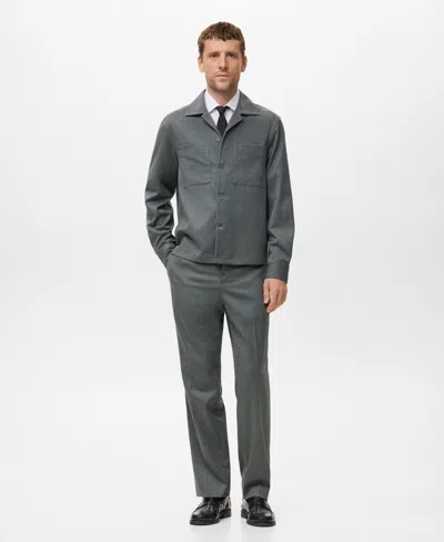 Mango Fluid Pocket Overshirt In Gray