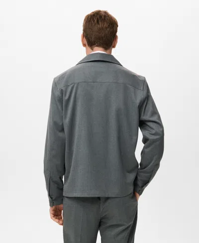 Mango Fluid Pocket Overshirt In Gray