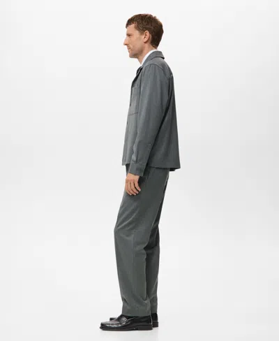 Mango Fluid Pocket Overshirt In Gray