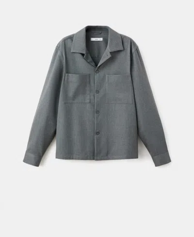 Mango Fluid Pocket Overshirt In Gray