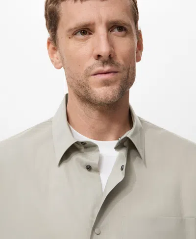 Mango Relaxed Fit Solid Snap-up Shirt In Sand