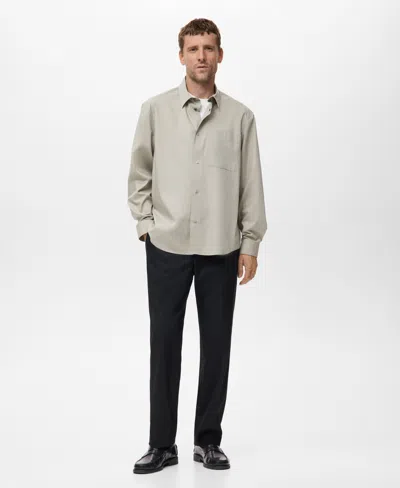 Mango Relaxed Fit Solid Snap-up Shirt In Sand