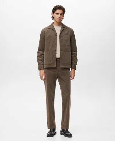 Mango Regular Fit Corduroy Overshirt In Gray