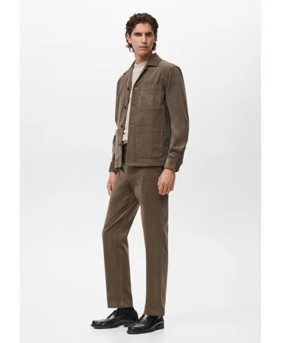 Mango Regular Fit Corduroy Overshirt In Gray