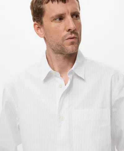 Mango Relaxed Fit Stripe Button-up Shirt In White