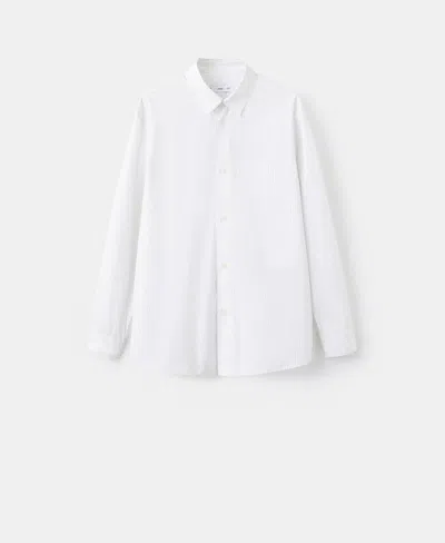 Mango Relaxed Fit Stripe Button-up Shirt In White
