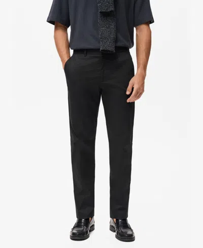 Mango Dublino Slim Fit Flat Front Stretch Stretch Chinos In Black