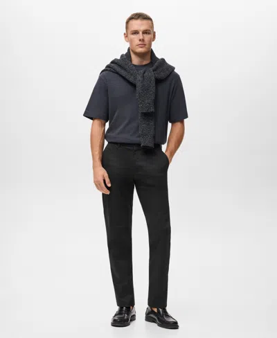 Mango Dublino Slim Fit Flat Front Stretch Stretch Chinos In Black