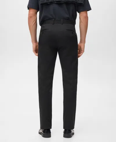 Mango Dublino Slim Fit Flat Front Stretch Stretch Chinos In Black