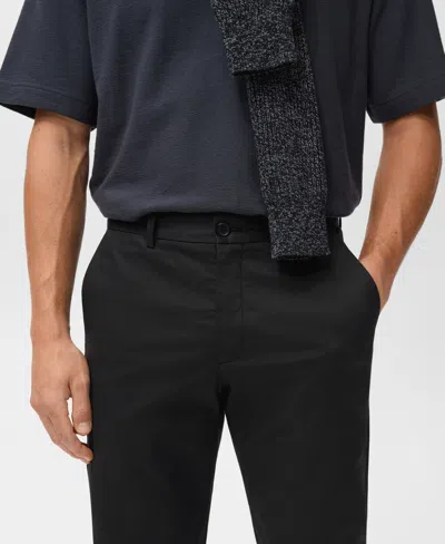 Mango Dublino Slim Fit Flat Front Stretch Stretch Chinos In Black