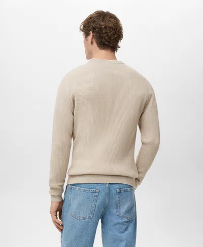 Mango Men's Fine Rib-knit Cotton Sweater In Neutral