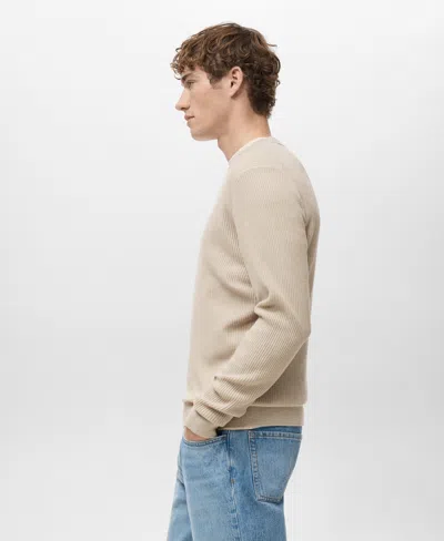 Mango Men's Fine Rib-knit Cotton Sweater In Neutral