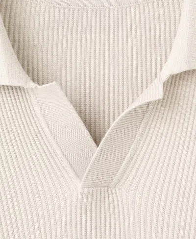 Mango Men's Cotton-blend Ribbed Polo Sweater In Neutral