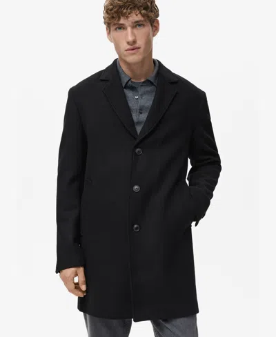 Mango Wool Blend Single Breasted Coat In Black