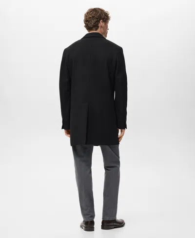 Mango Wool Blend Single Breasted Coat In Black