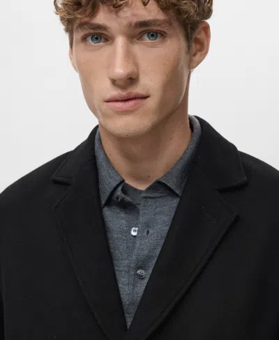 Mango Wool Blend Single Breasted Coat In Black