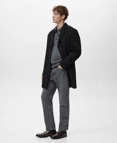 Mango Wool Blend Single Breasted Coat In Black