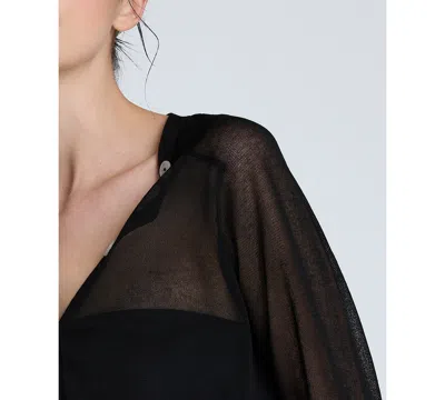 Kenneth Cole Cropped Cardigan With Saddle Shoulders In Black