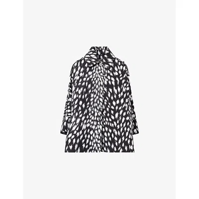 Givenchy Cocoon Short Trench In Cotton With Animal Print In Black