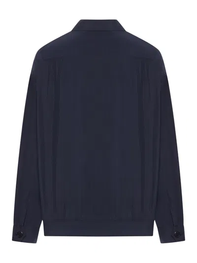 Prada Collared Jacket Long Sleeves Elasticated Hem In Blue