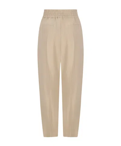 Brunello Cucinelli Linen Blend Trousers Pleated Front Pockets In Neutral