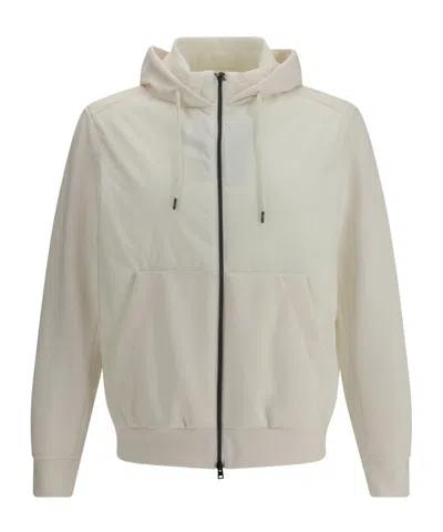 Herno Zip-up Drawstring Hooded Jacket In White