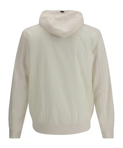 Herno Zip-up Drawstring Hooded Jacket In White