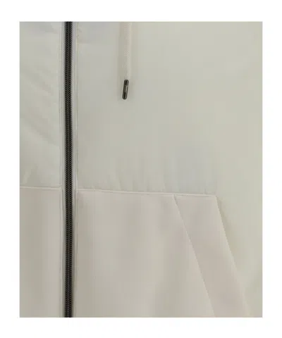 Herno Zip-up Drawstring Hooded Jacket In White