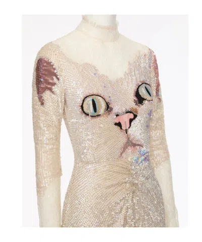 Valentino Sequined Dress In Neutral
