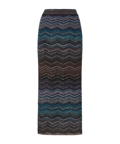 Missoni Viscose Skirt With Laminated Chevron Pattern In Multi