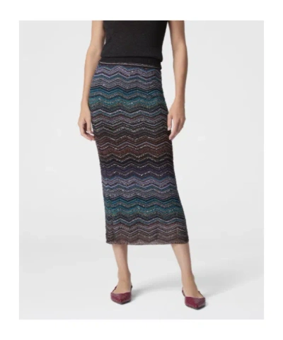 Missoni Viscose Skirt With Laminated Chevron Pattern In Multi