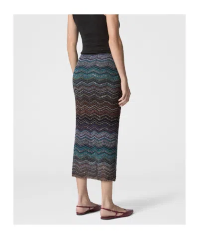 Missoni Viscose Skirt With Laminated Chevron Pattern In Multi