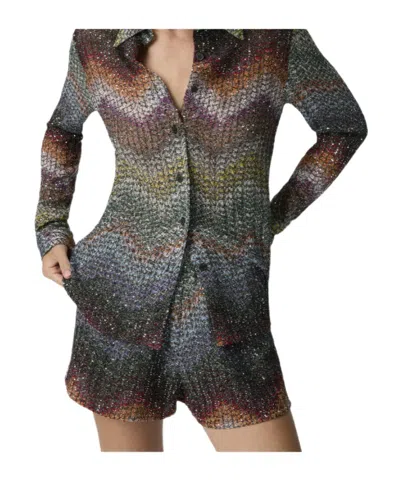 Missoni Sequin-embellished Zigzag Metallic-knit Shirt In Multi