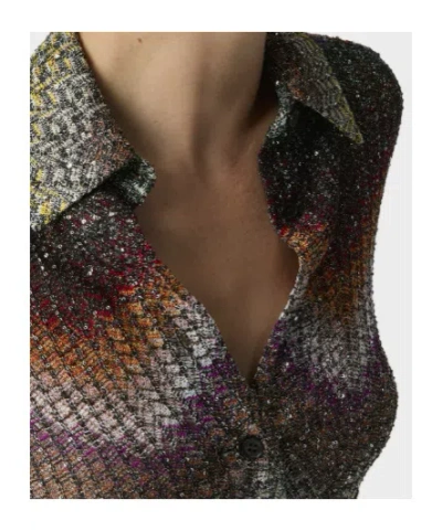 Missoni Sequin-embellished Zigzag Metallic-knit Shirt In Multi