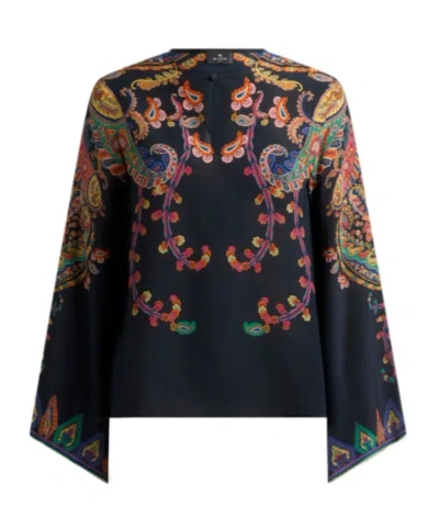 Etro Paisley Printed Silk Blouse In Animal Print