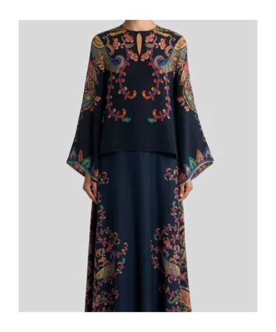 Etro Paisley Printed Silk Blouse In Animal Print