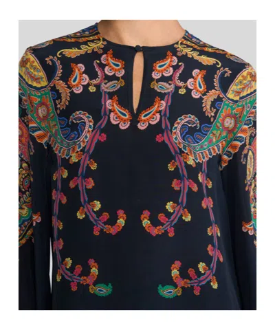 Etro Paisley Printed Silk Blouse In Animal Print