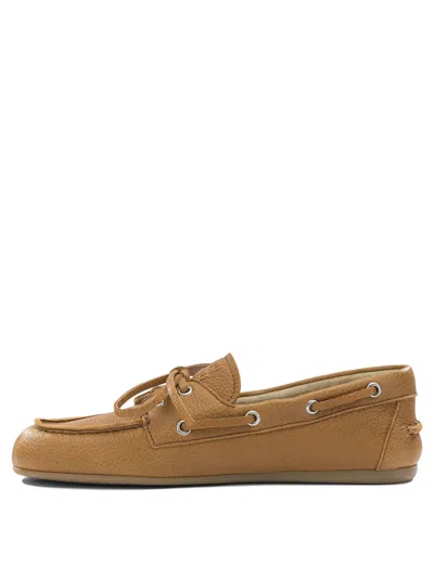 Miu Miu Lace-up Boat Loafers In Brown