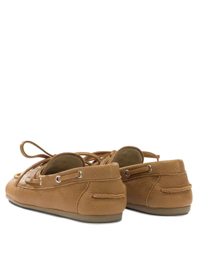Miu Miu Lace-up Boat Loafers In Brown