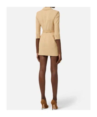 Elisabetta Franchi Lapel Belted Mini Dress In Neutral